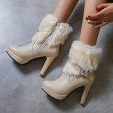 Trendy Platform High Chunky Heel Ankle Boots Oshnow